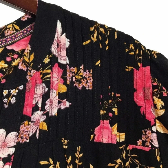 Knox Rose Womens Size XXL 2XL Floral Button Up Short Sleeve Top Shirt Career - Picture 4 of 13